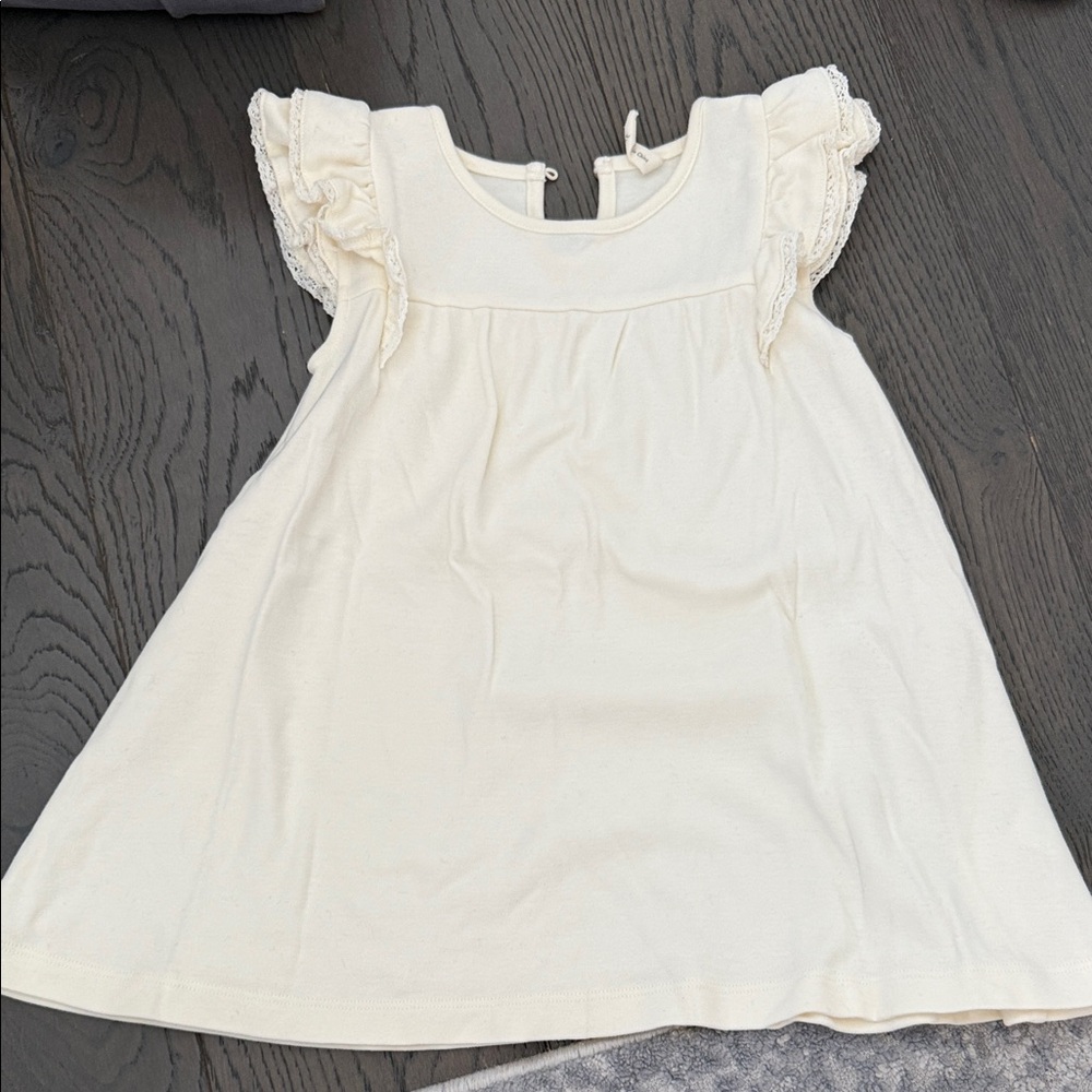 Quincy Mae Ivory Lace Trim Dress
